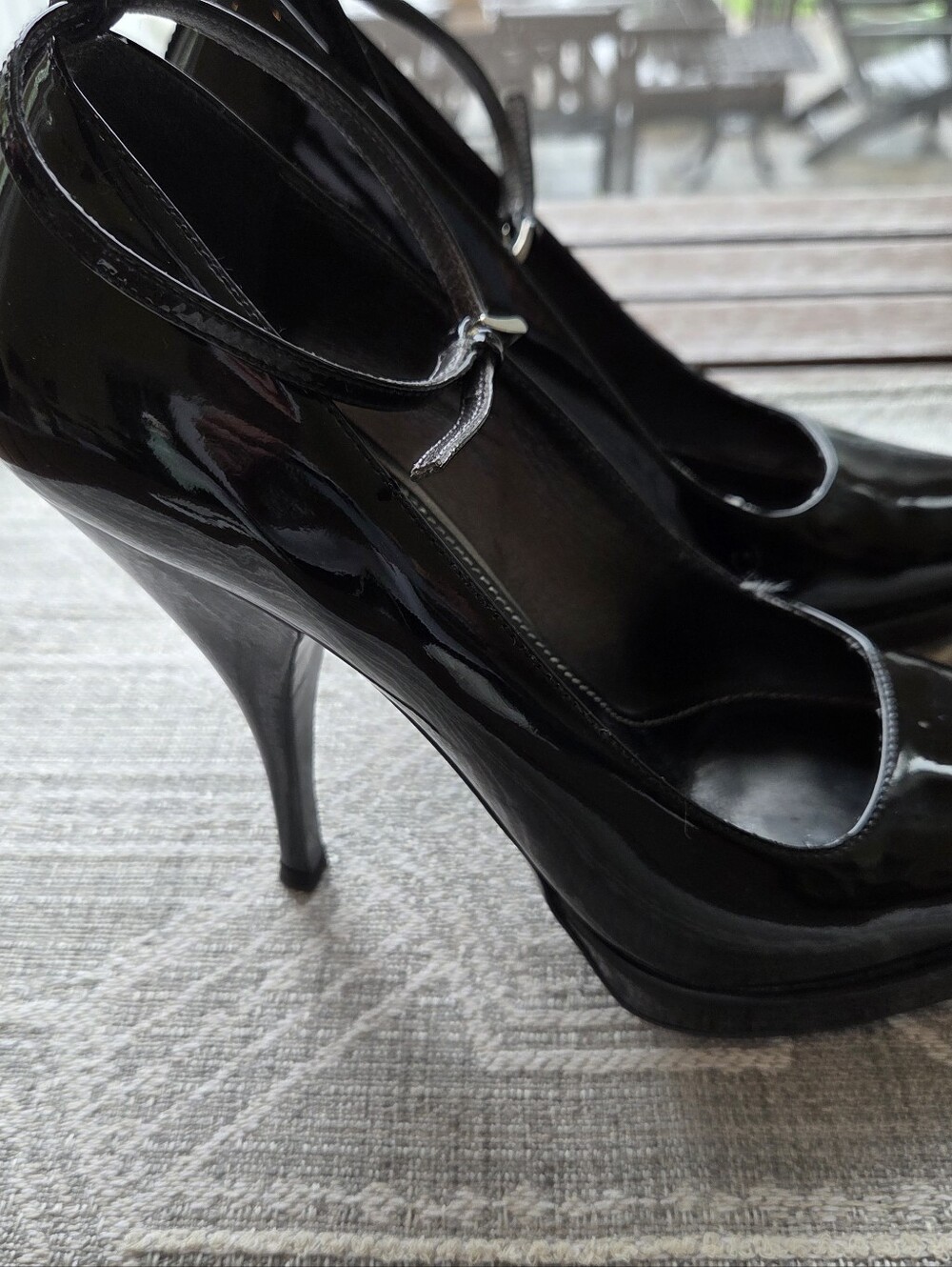 Prada Black Patent Leather Pointed-Toe Ankle-Strap Pumps - Picture 3 of 14